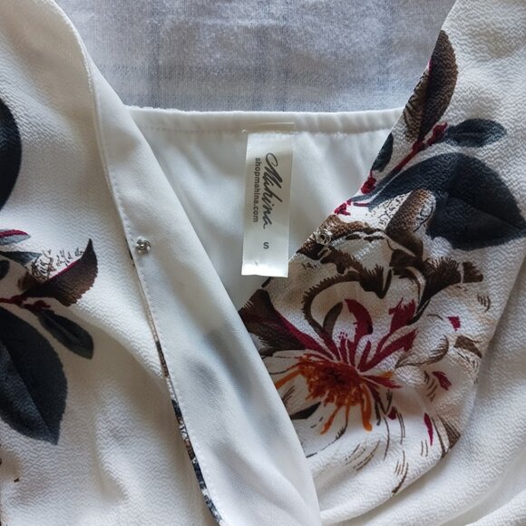 White Floral Romper Jumpsuit Mahina Small XS Summer Spring Skort Skirt Short - Picture 5 of 5